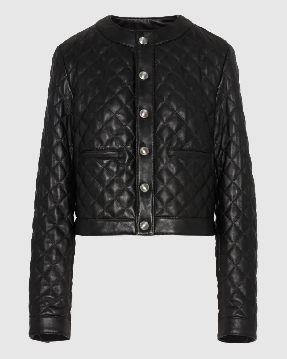 Quilted Leather Jacket in Black