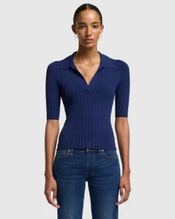 Ribbed Henley Sweater in Inkwell