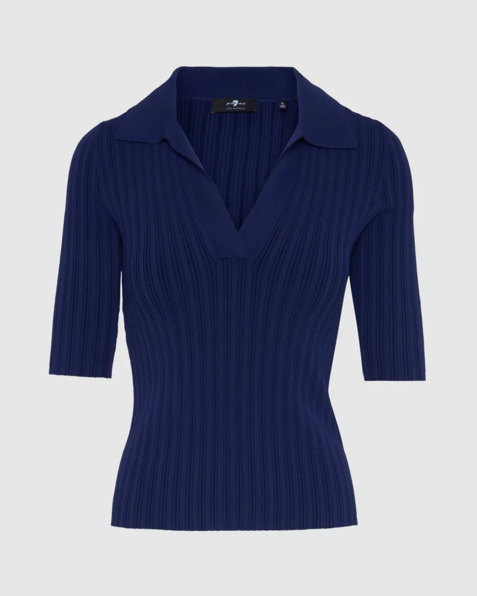 Ribbed Henley Sweater in Inkwell
