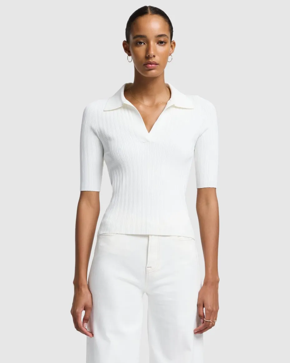 Ribbed Henley Sweater in Inkwell
