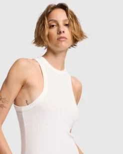 Ribbed Racerback Tank in Milk