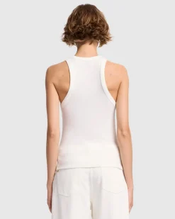 Ribbed Racerback Tank in Milk