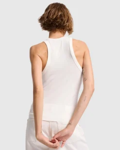 Ribbed Racerback Tank in Milk