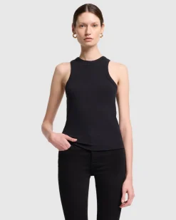 Ribbed Racerback Tank in Milk