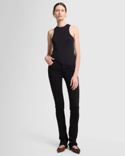 Ribbed Racerback Tank in Milk