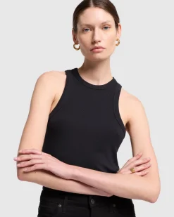 Ribbed Racerback Tank in Milk