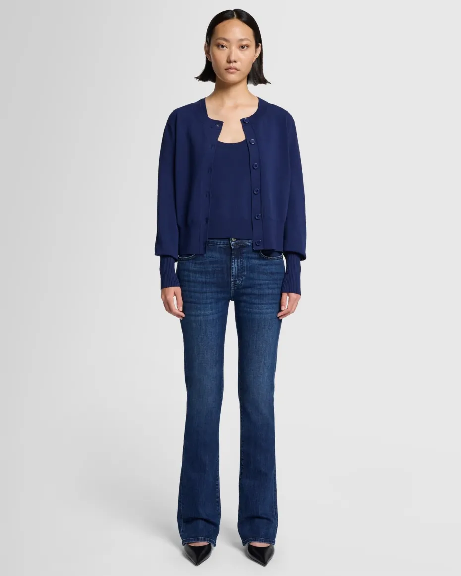 Ribbed Scoop Neck Top In Inkwell