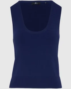 Ribbed Scoop Neck Top In Inkwell