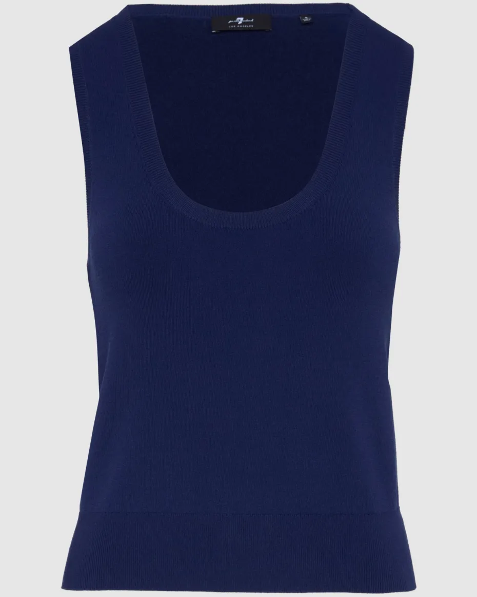 Ribbed Scoop Neck Top In Inkwell