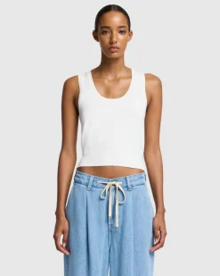 Ribbed Scoop Neck Top In Inkwell