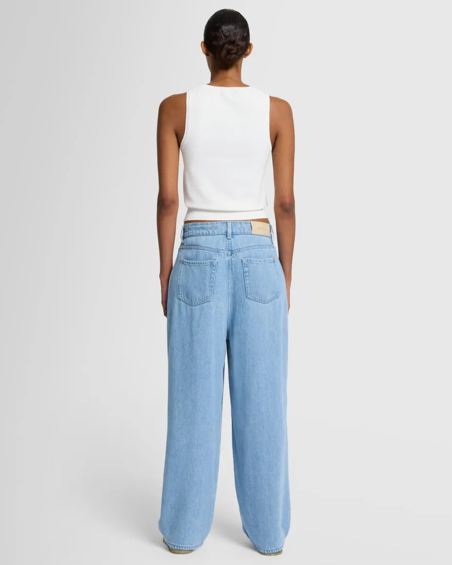 Ribbed Scoop Neck Top In Inkwell