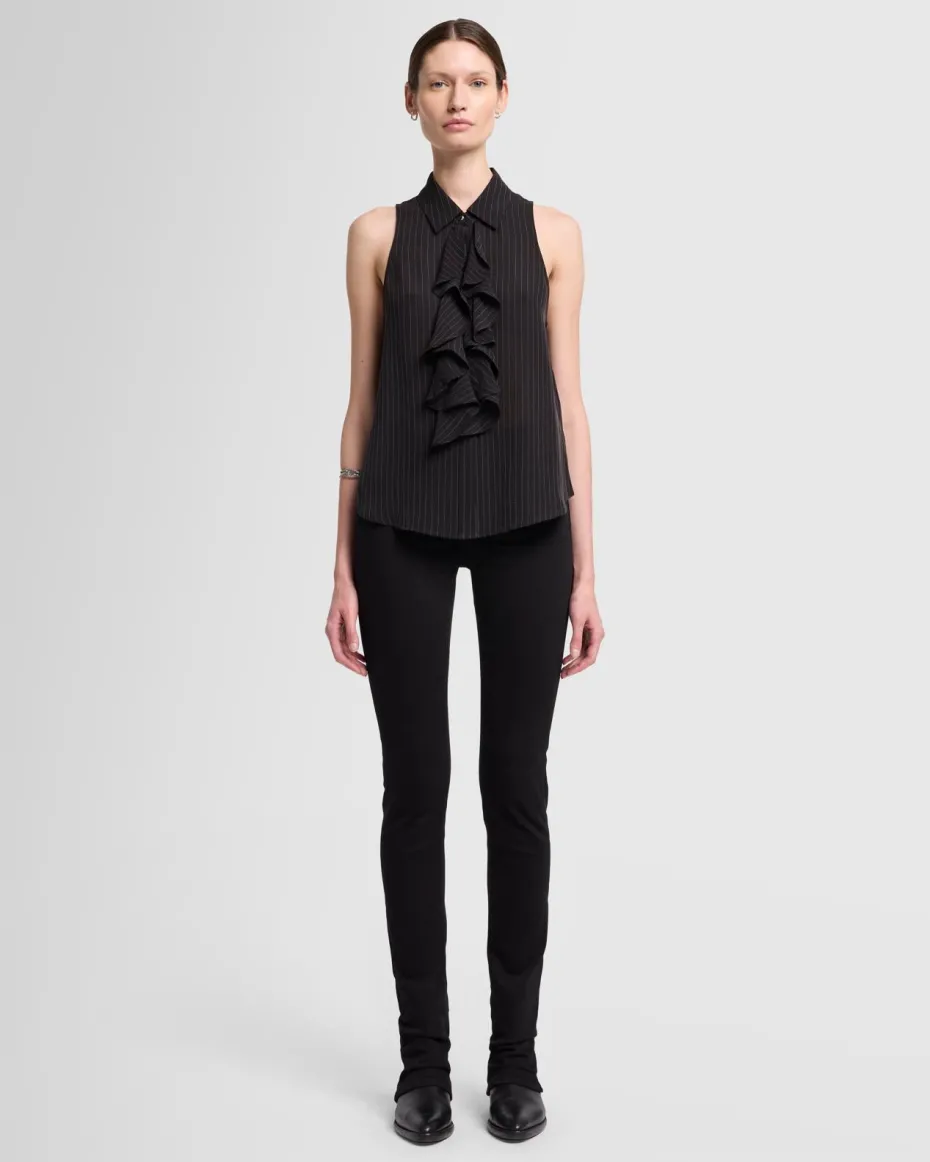 Ruffle Bow Halter Top in Pinstripes