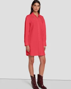 Scalloped Shirt Dress in Geranium