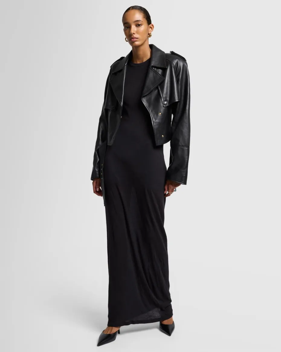 Sheer Long Sleeve Maxi Dress in Black