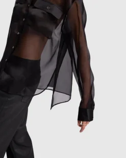Sheer Organza Button Up Shirt