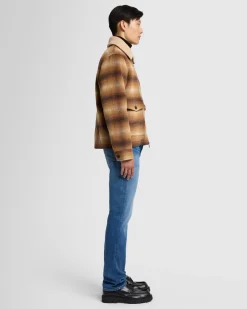 Sherpa Wool Coat in Brown Plaid