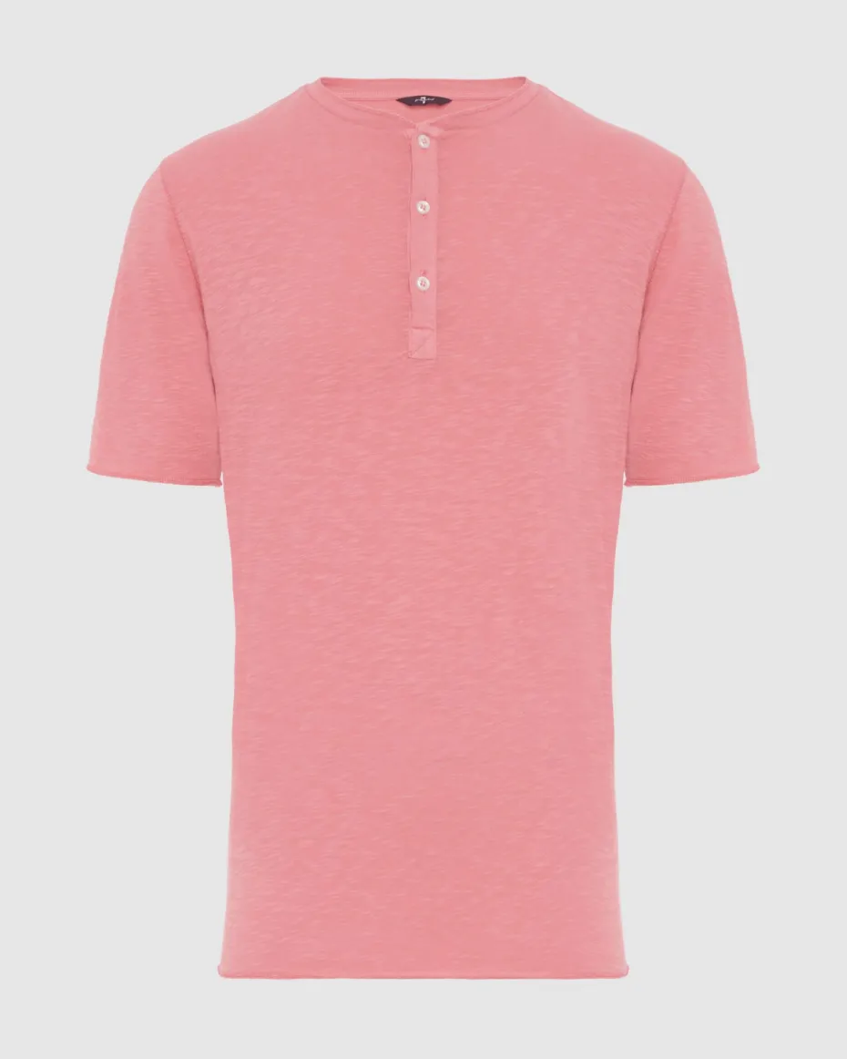 Short Sleeve Slub Henley in Poolside