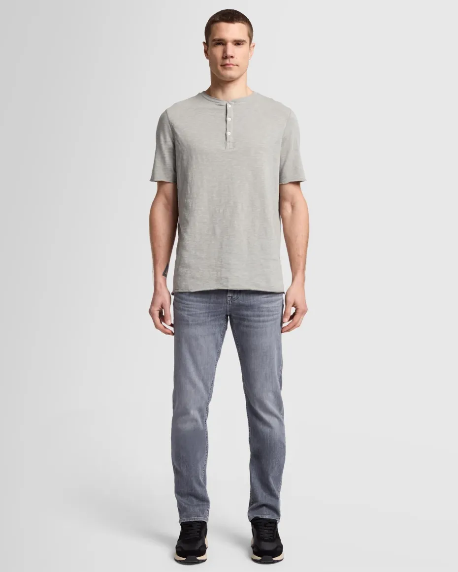 Short Sleeve Slub Henley in Poolside