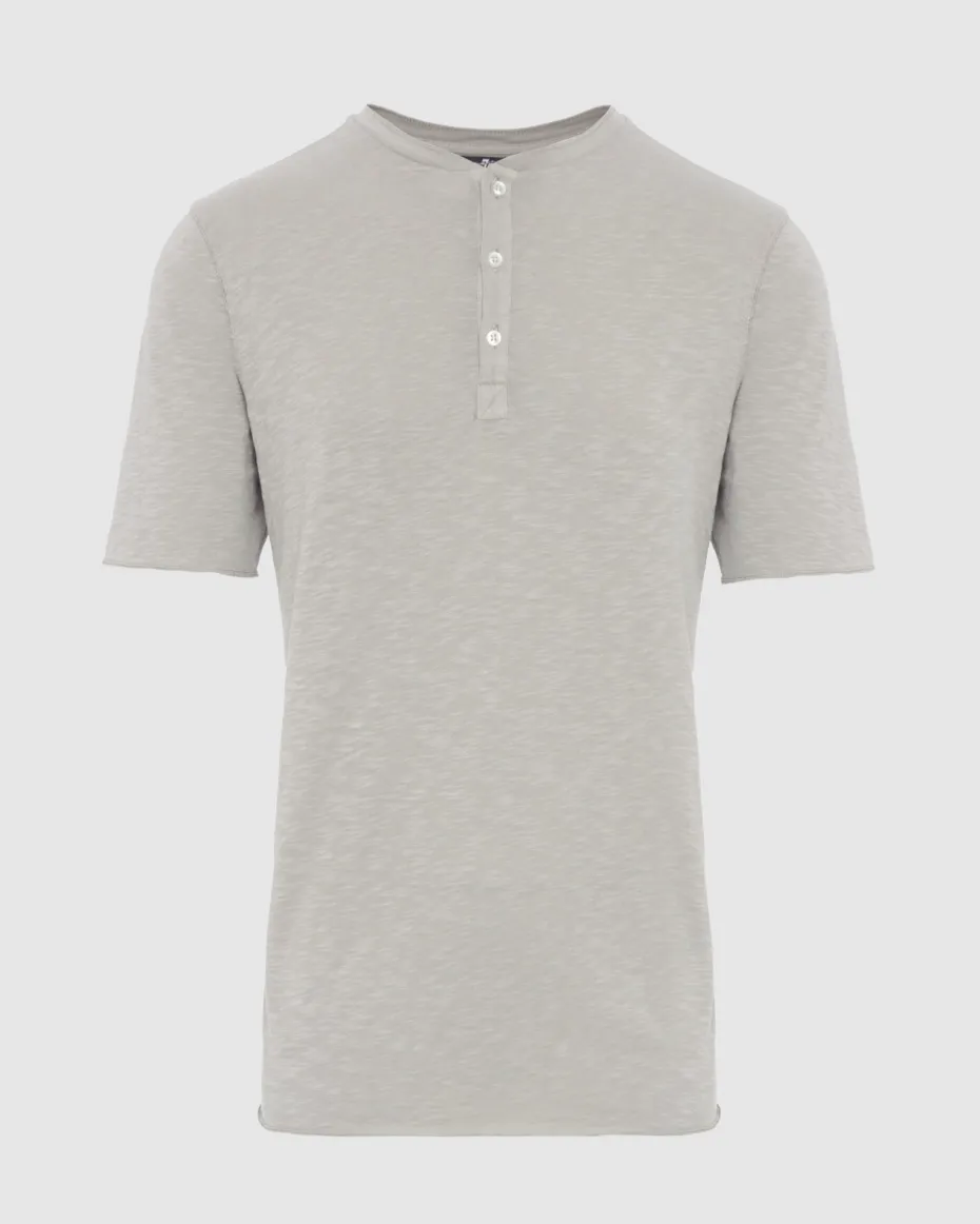 Short Sleeve Slub Henley in Poolside