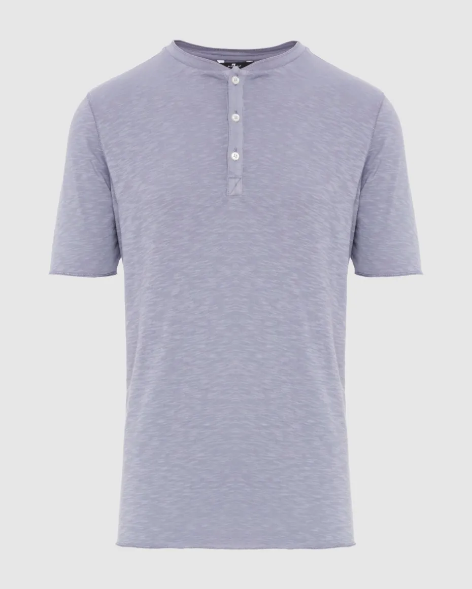 Short Sleeve Slub Henley in Poolside