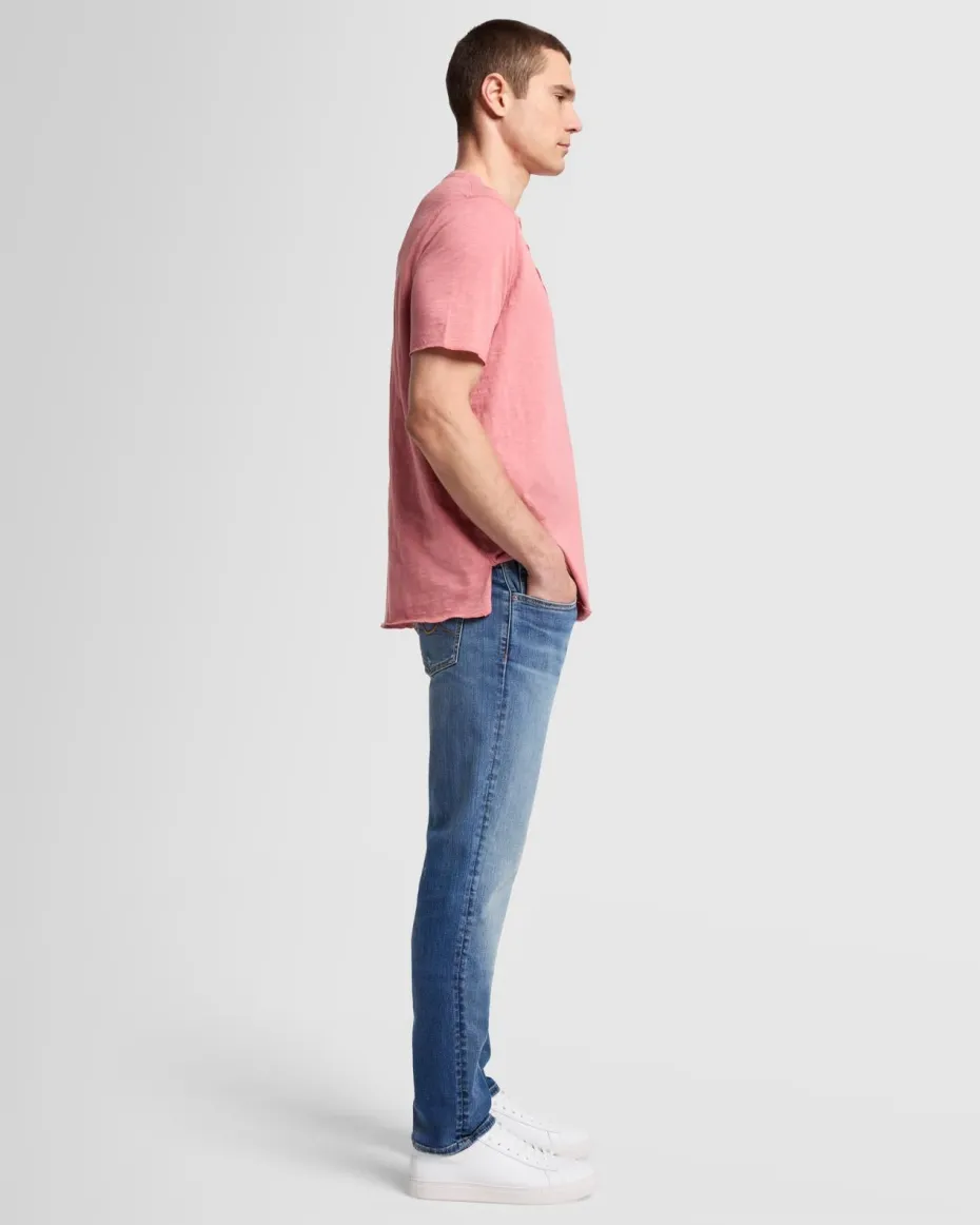 Short Sleeve Slub Henley in Poolside