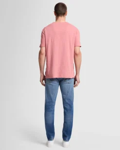 Short Sleeve Slub Henley in Poolside