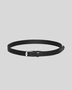 Skinny Leather Belt in Black