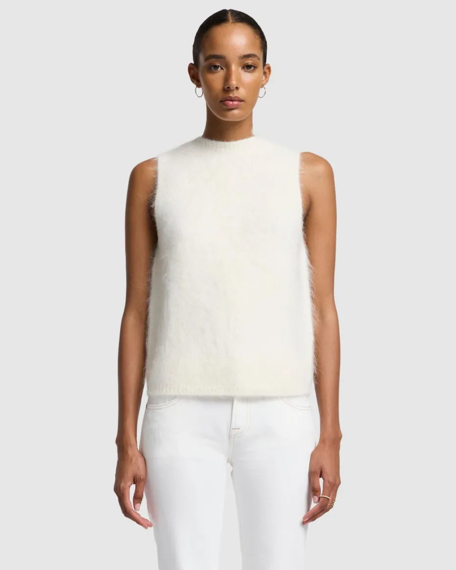 Sleeveless Alpaca Blend Sweater in Fuzzy Milk