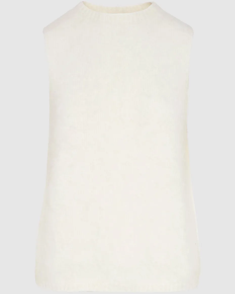 Sleeveless Alpaca Blend Sweater in Fuzzy Milk