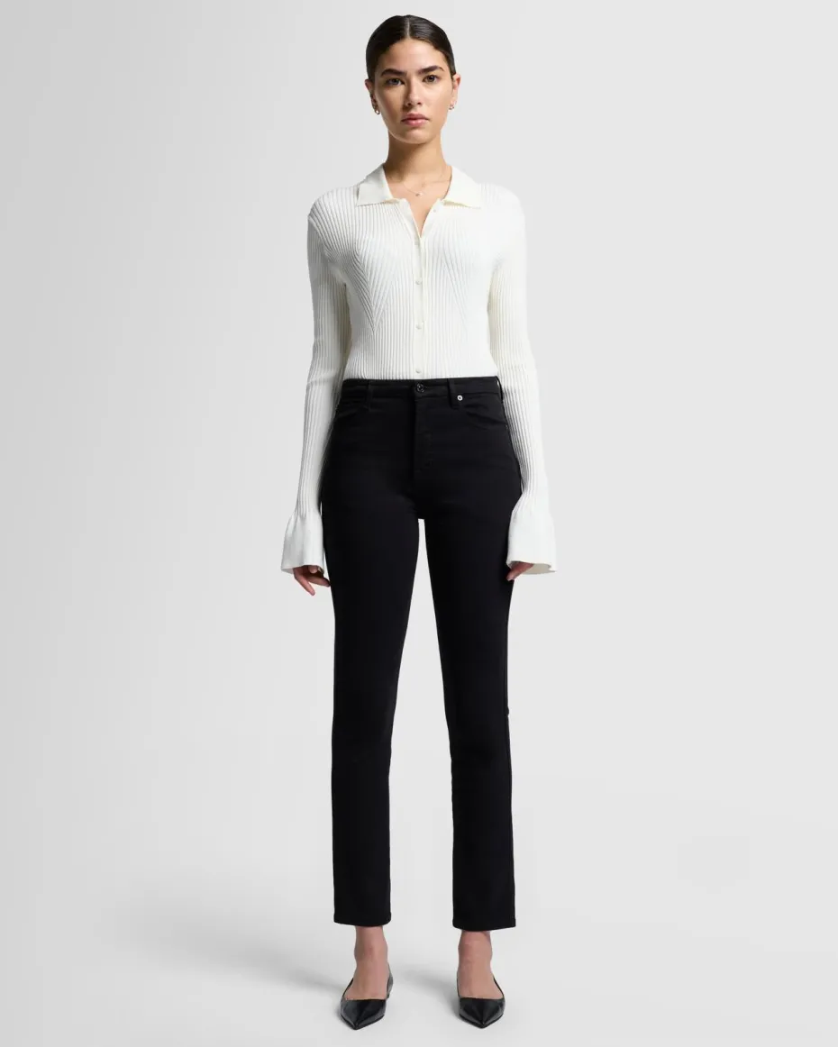 Slim Illusion High Rise Kimmie Straight in Rinsed Black