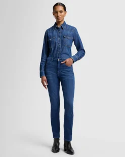 Slim Illusion High Rise Kimmie Straight in Neptune