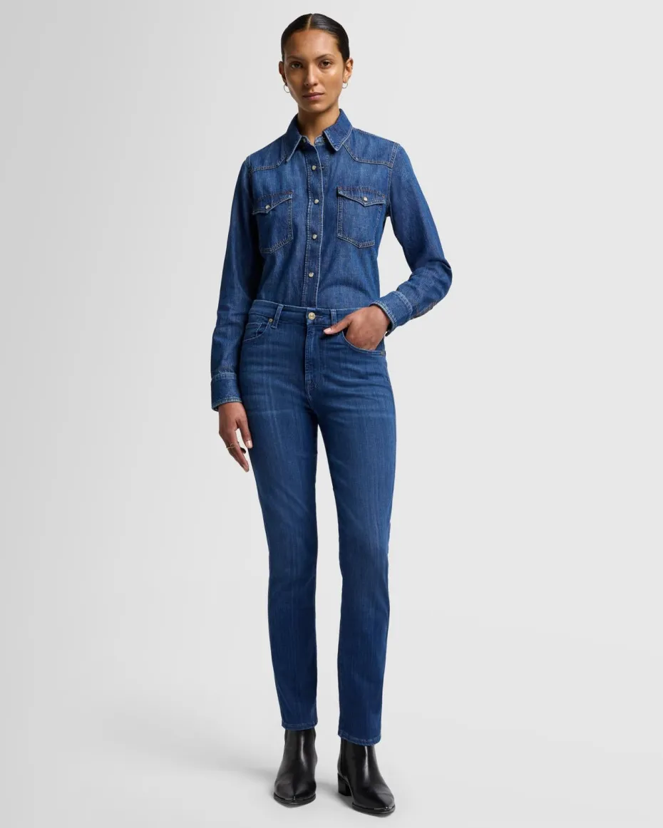 Slim Illusion High Rise Kimmie Straight in Neptune