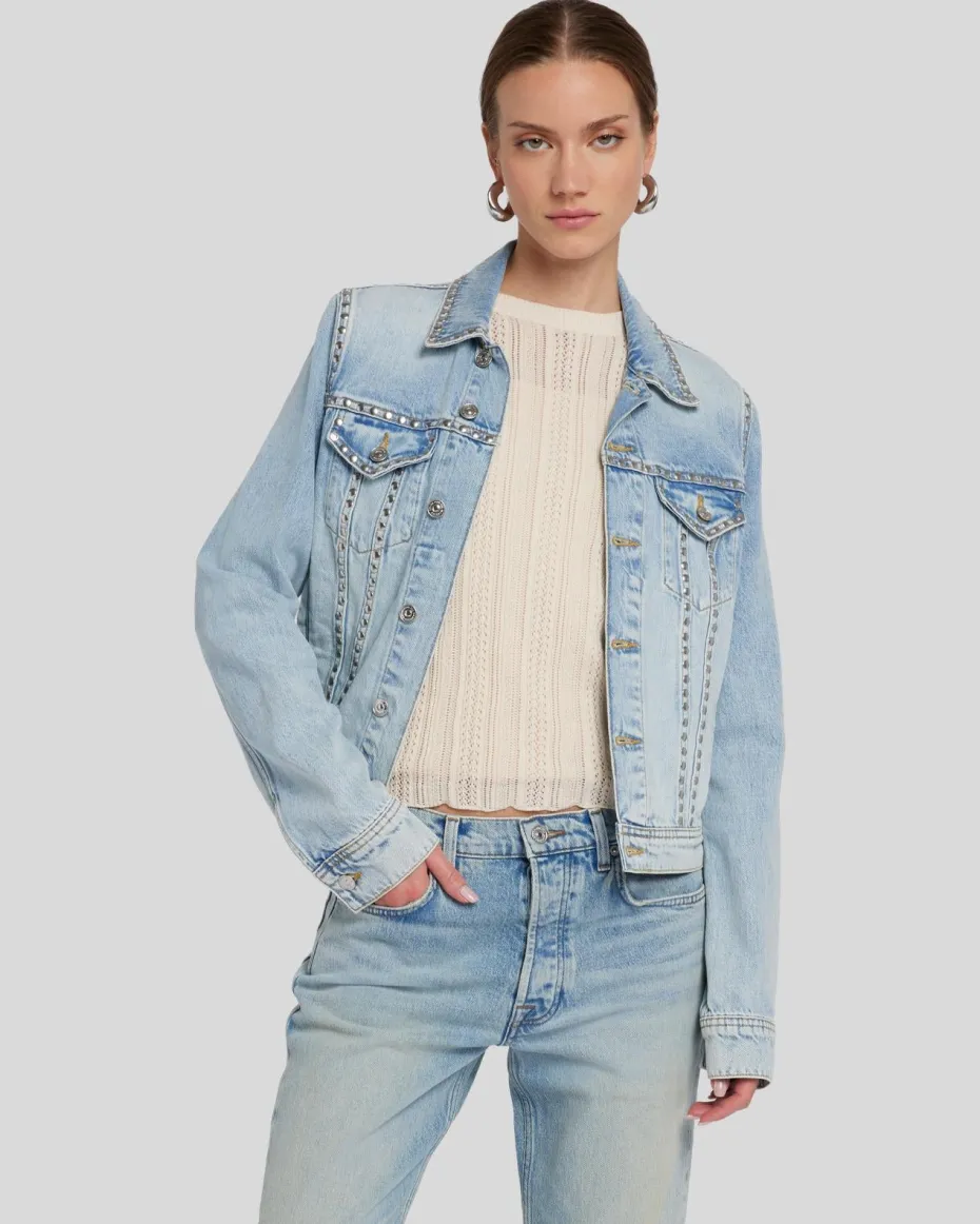Studded Trucker Jacket in Pricila