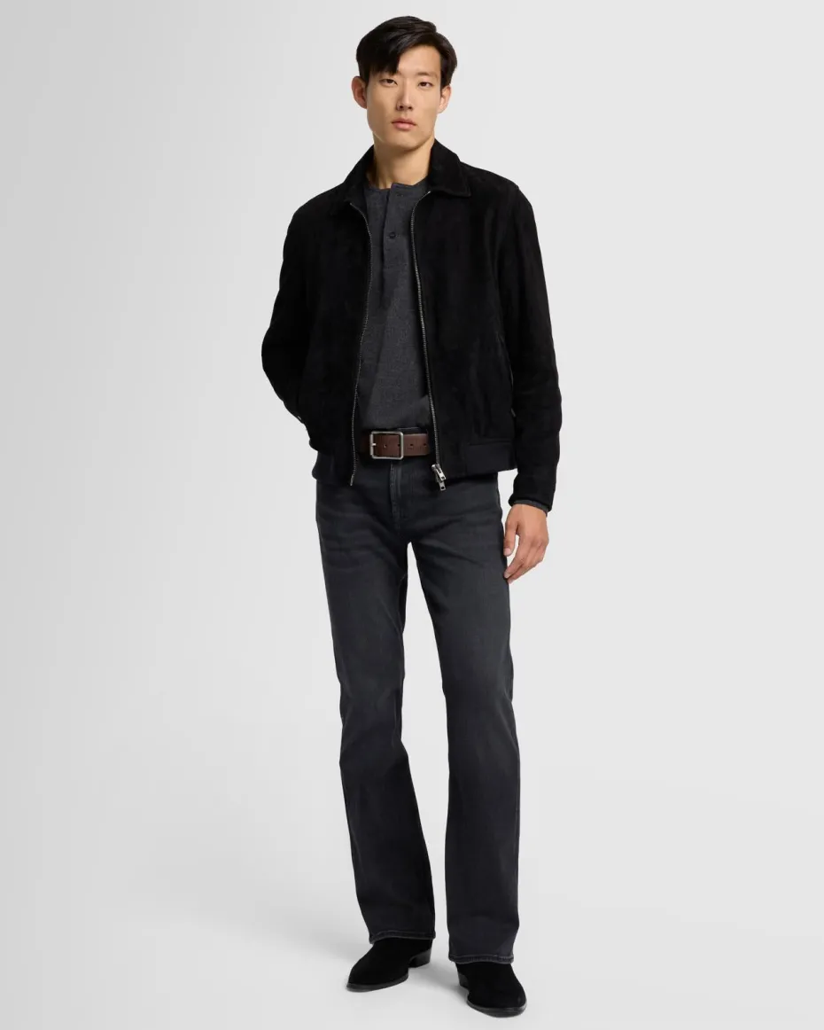 Suede Bomber Jacket in Black