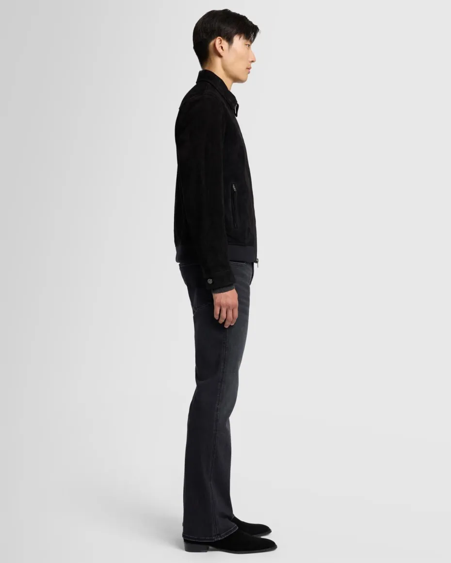 Suede Bomber Jacket in Black