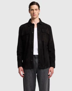 Suede Overshirt in Black