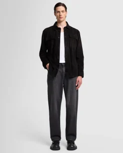 Suede Overshirt in Black