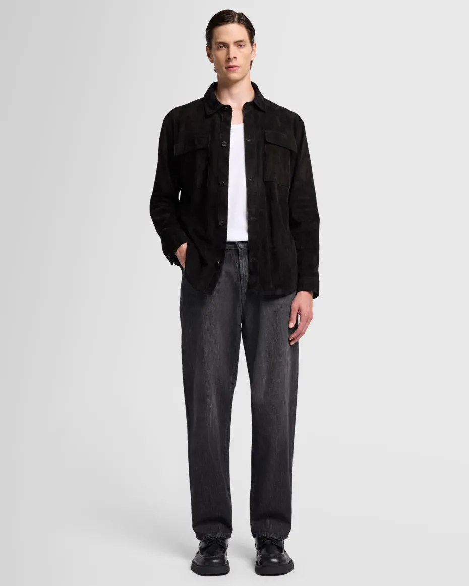 Suede Overshirt in Black