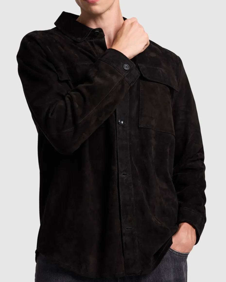 Suede Overshirt in Black