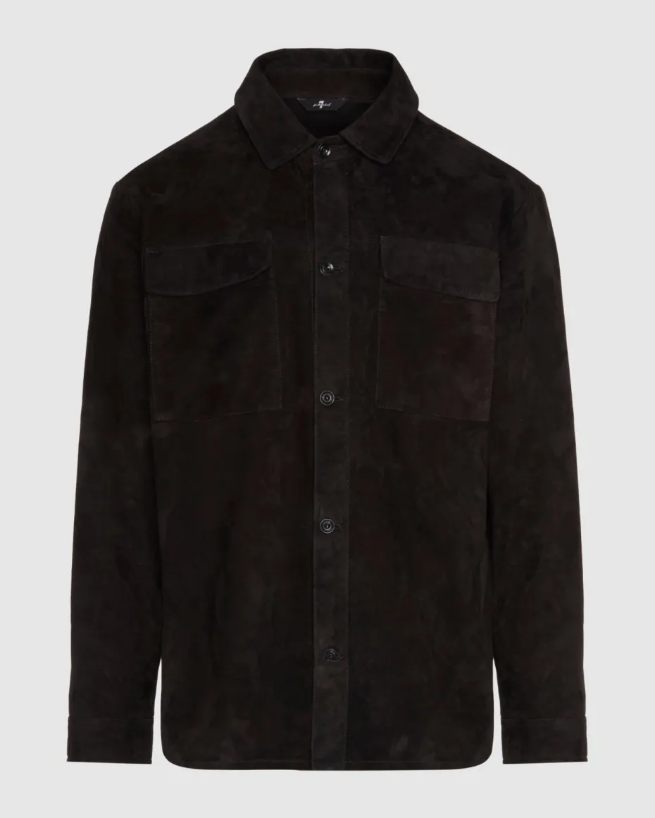 Suede Overshirt in Black