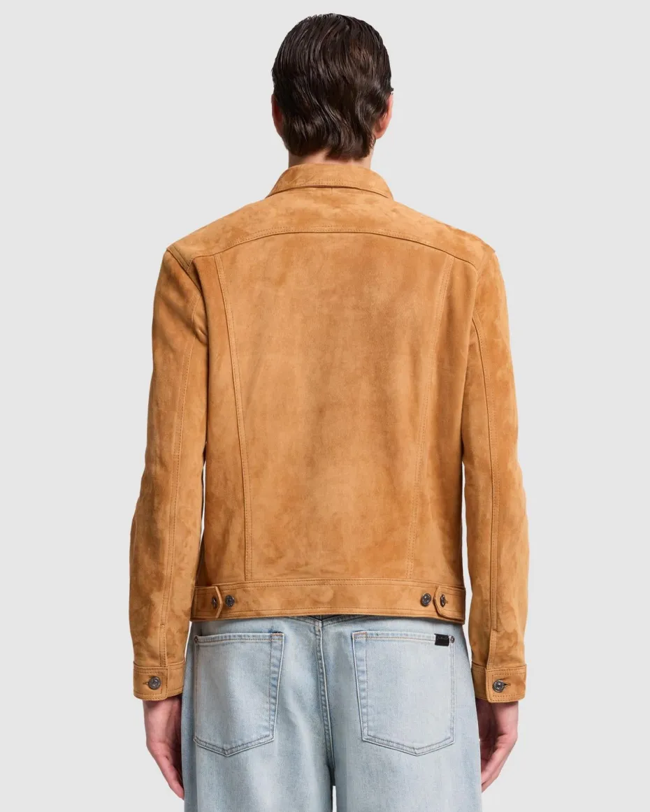 Suede Trucker Jacket in Grey