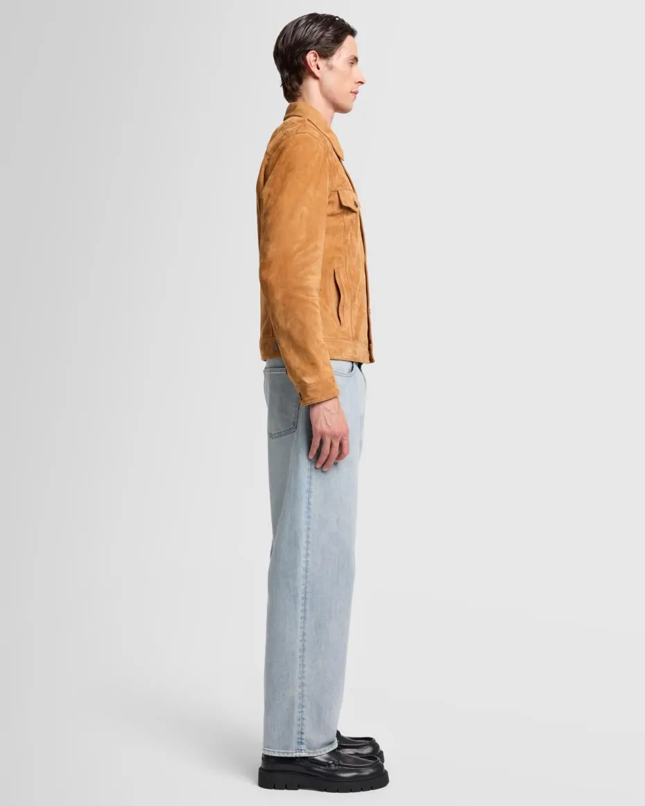 Suede Trucker Jacket in Grey