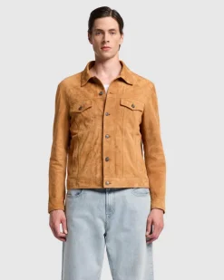 Suede Trucker Jacket in Grey