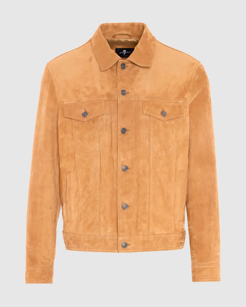 Suede Trucker Jacket in Grey