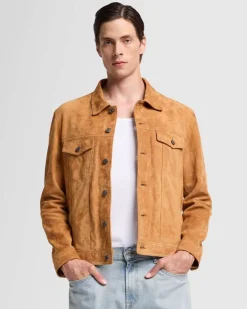Suede Trucker Jacket in Grey