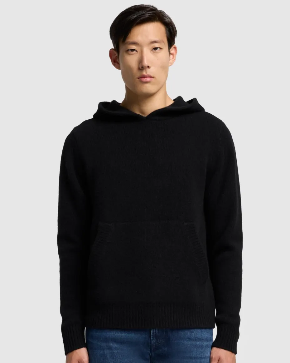 Thick Cashmere Hoodie in Black