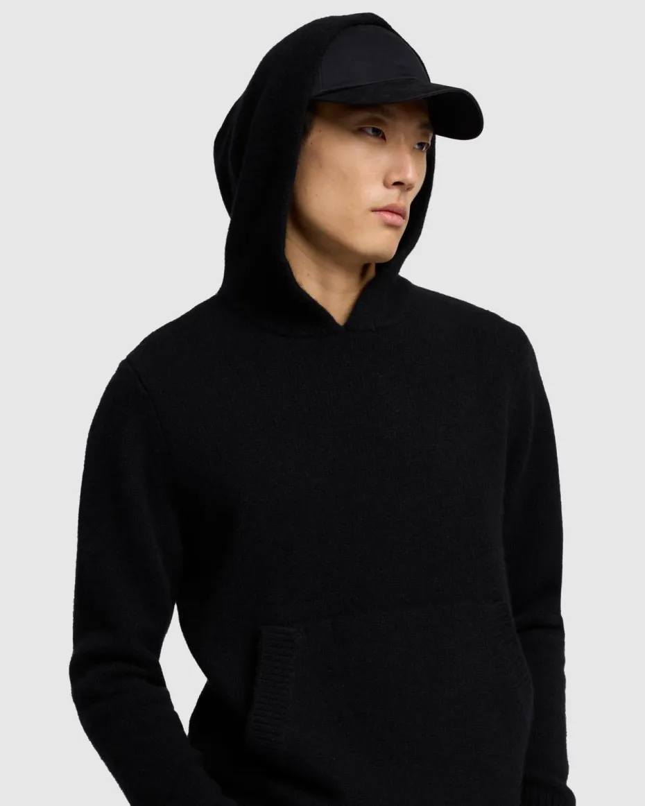 Thick Cashmere Hoodie in Black