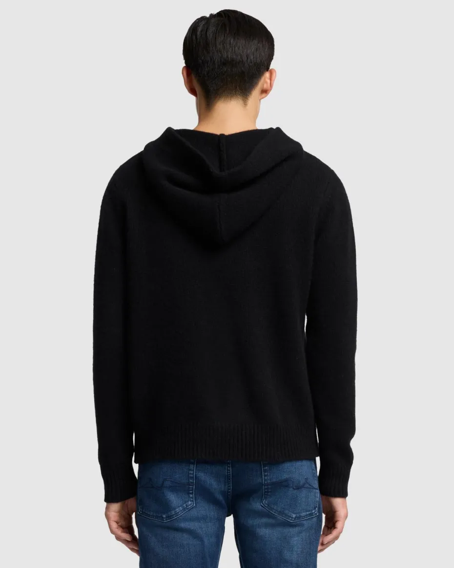 Thick Cashmere Hoodie in Black