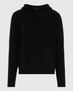 Thick Cashmere Hoodie in Black