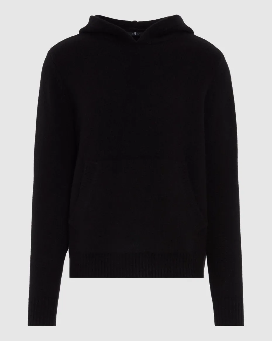 Thick Cashmere Hoodie in Black